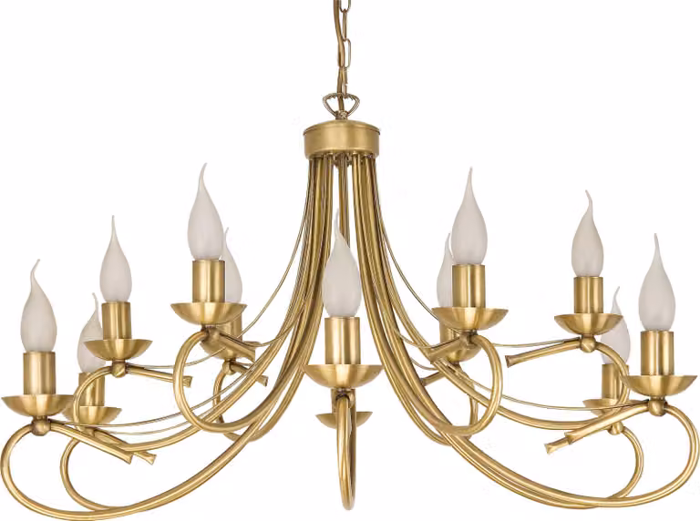 Lampada a sospensione, lampada da soffitto, candelabro, lampadario, oro, LED, E14, ALFA II 2-290/12