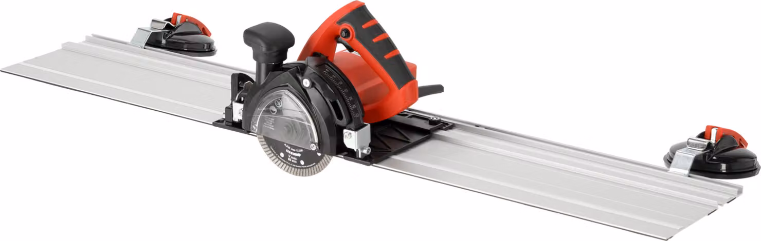 Tagliapiastrelle con guida da 125 mm, 1400 W, per taglio a secco e a umido