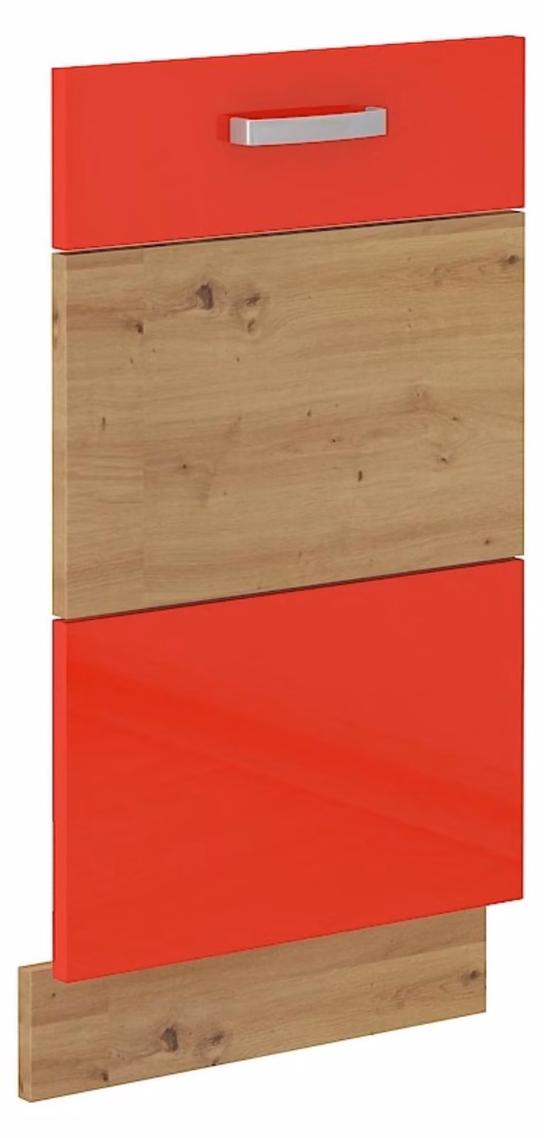 Pannello frontale per lavastoviglie da incasso totale, modello 45, finitura "Eiche Artisan" (rovere artigianale) rosso lucido