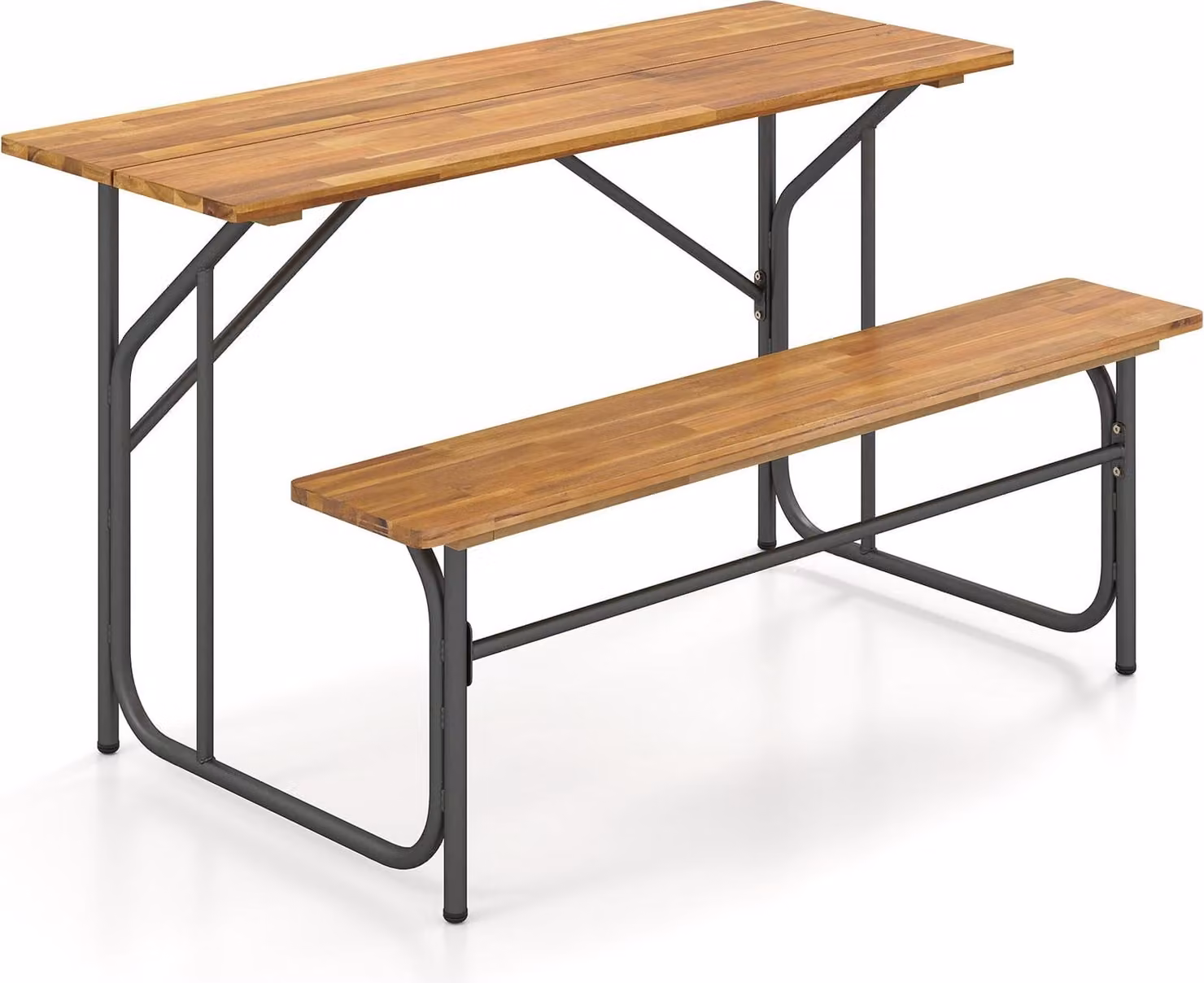 Set da tavolo da picnic in legno di acacia per 2 persone con gambe in metallo