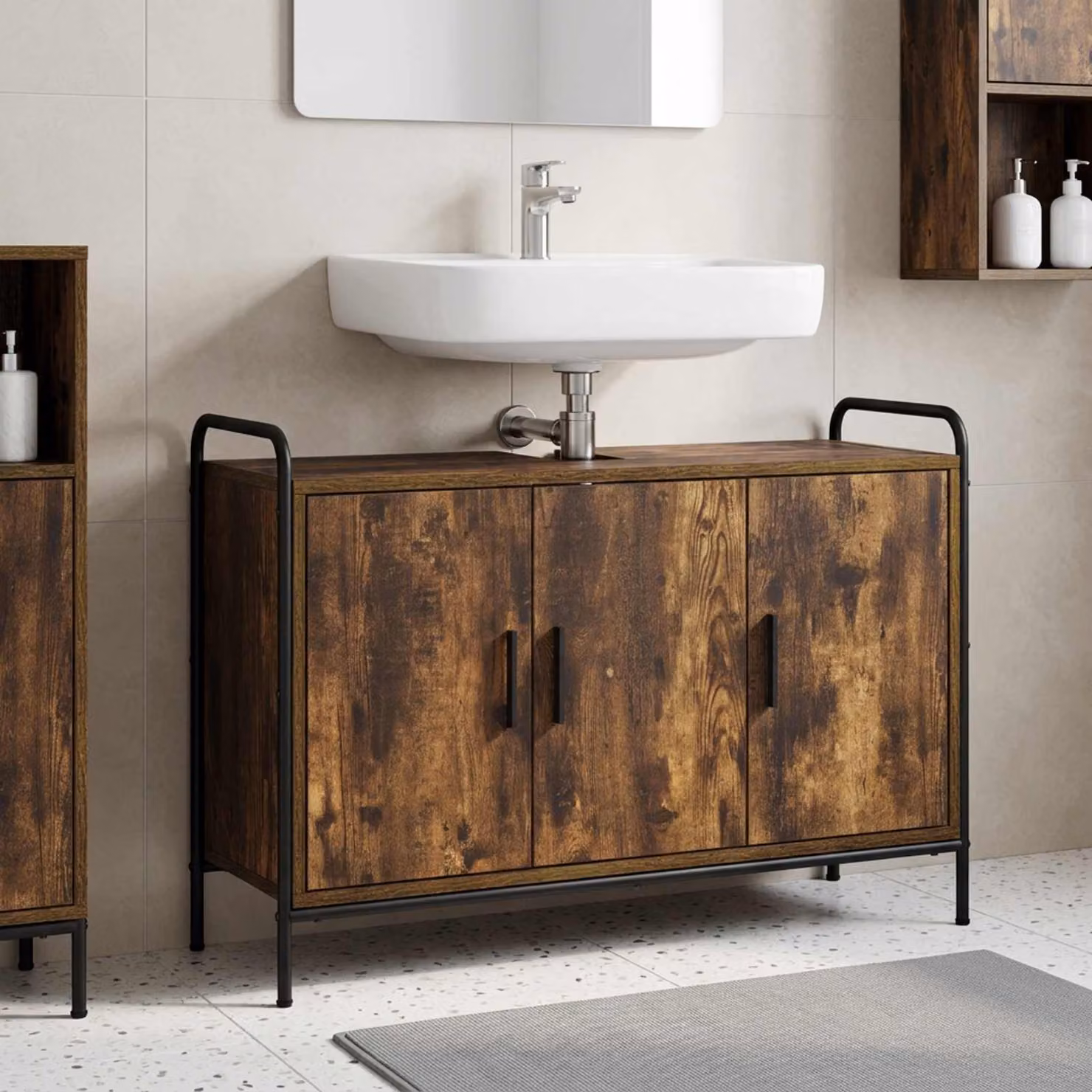 vidaXL Mobile da Bagno Rovere Fumo 95 x 34 x 61 cm