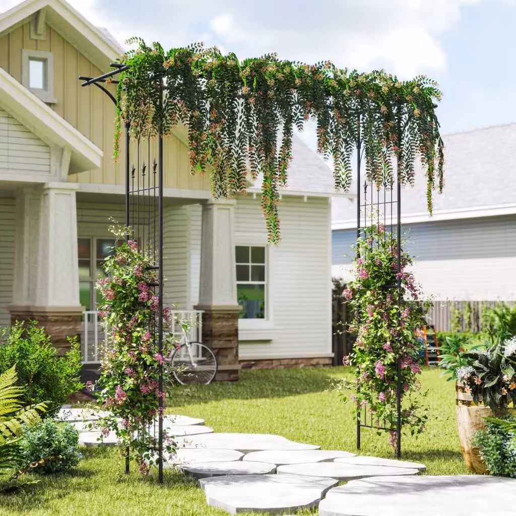 Arco da giardino decorativo DESIGN IN in metallo nero per piante rampicanti, Altezza: 206 cm – 2