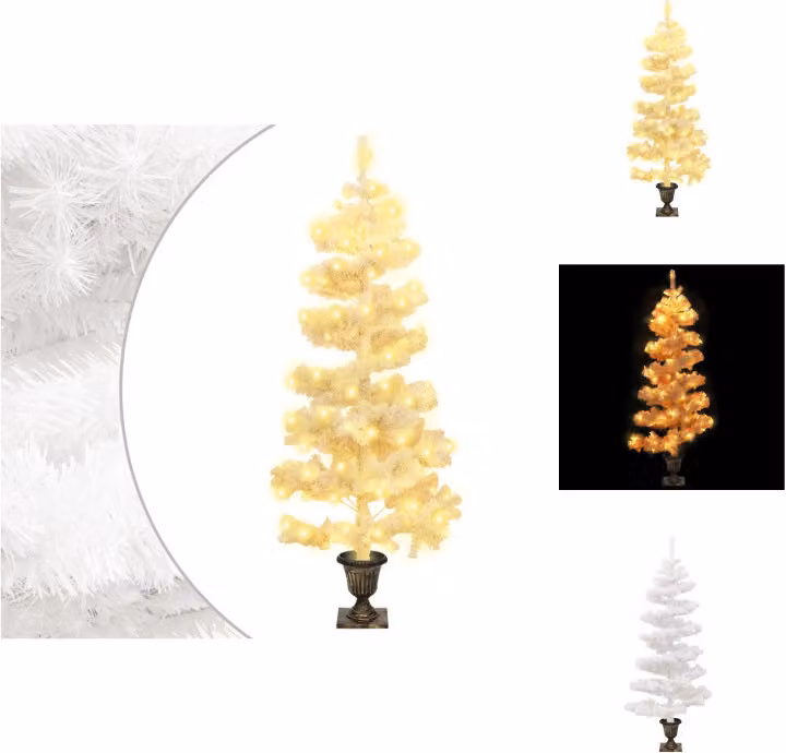 vidaXL Albero di Natale a spirale con illuminazione e vaso bianco 120 cm - Alberi di Natale