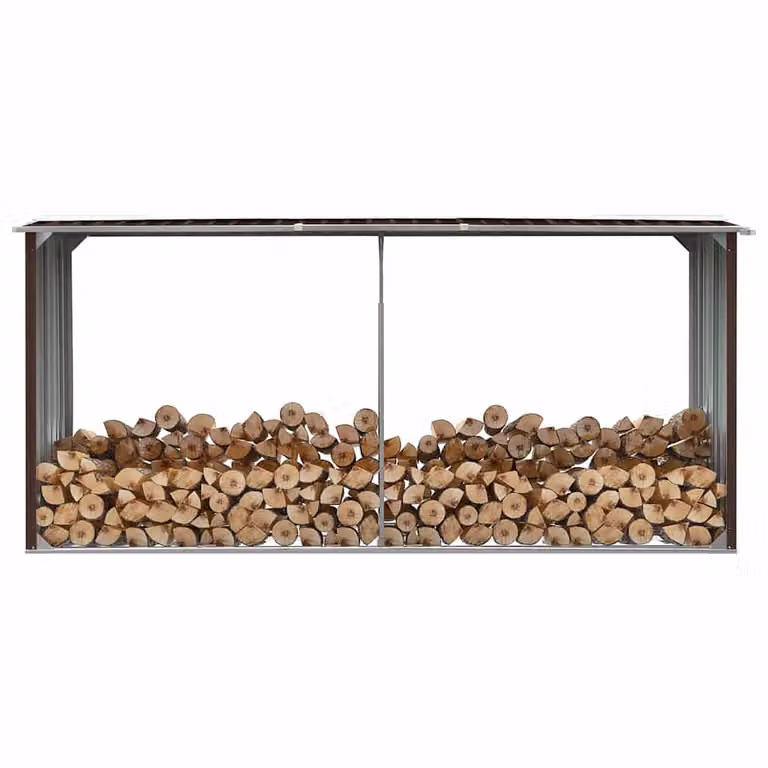 vidaXL Capannone da Giardino in Acciaio Zincato Marrone L: 330 cm, P: 92 cm, H: 153 cm