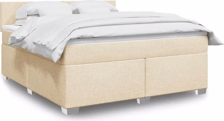 Maison Exclusive - Giroletto a Molle con Materasso Crema 180x200 cm in Tessuto
