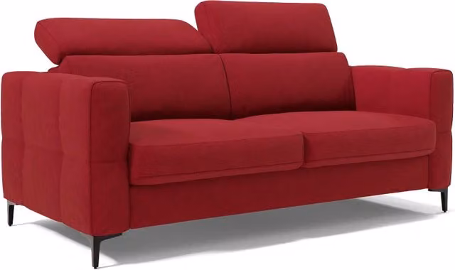 Divano letto Gardenia rosso con poggiatesta reclinabili e rivestimento impermeabile, L: 218 cm, Materasso: 160 x 200 cm, H: 18 cm