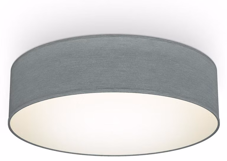 B.K.Licht Plafoniera in tessuto grigio, attacco per 2 lampadine E27 non incluse, Lampada da soffitto diametro 38cm, Lampadario moderno per salotto o camera da letto, IP20