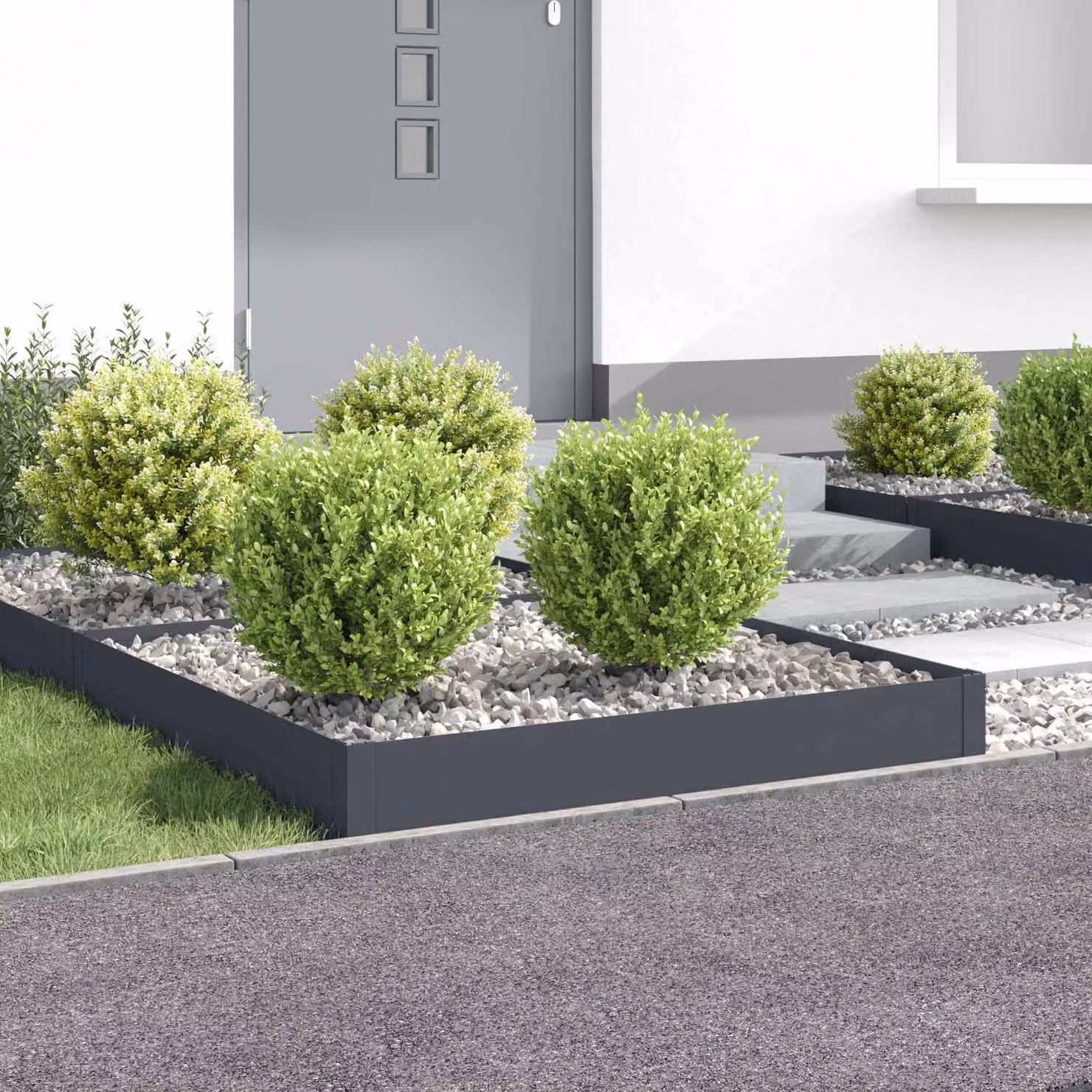 Set di 4 bordure per prato vidaXL in acciaio colore antracite L 100 x P 100 x H 20 cm