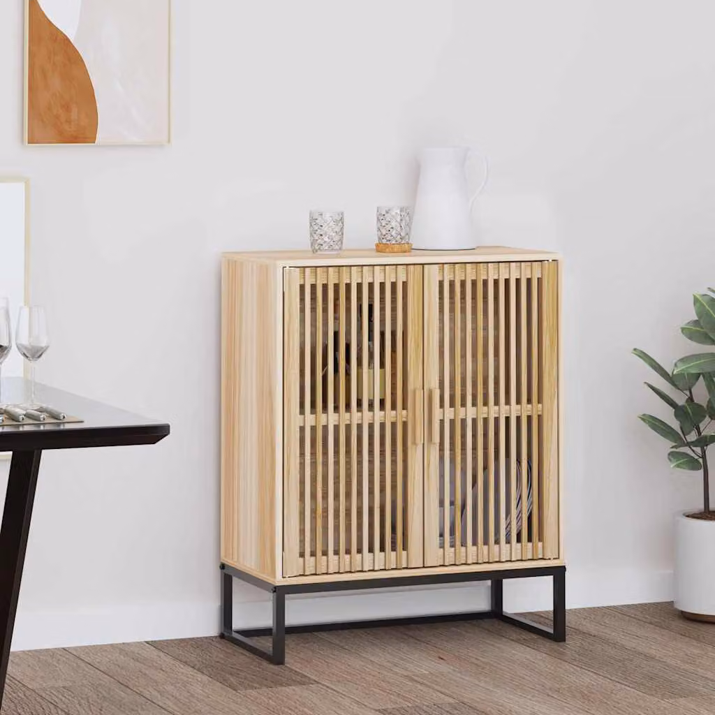 Credenza a parete vidaXL in legno e metallo, stile classico, marrone e beige, L: 60 cm, P: 30 cm, H: 75 cm