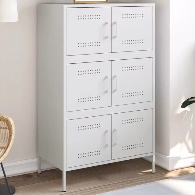 Credenza bianca in metallo stile industrial vidaXL L: 68 cm, P: 39 cm, H: 113 cm