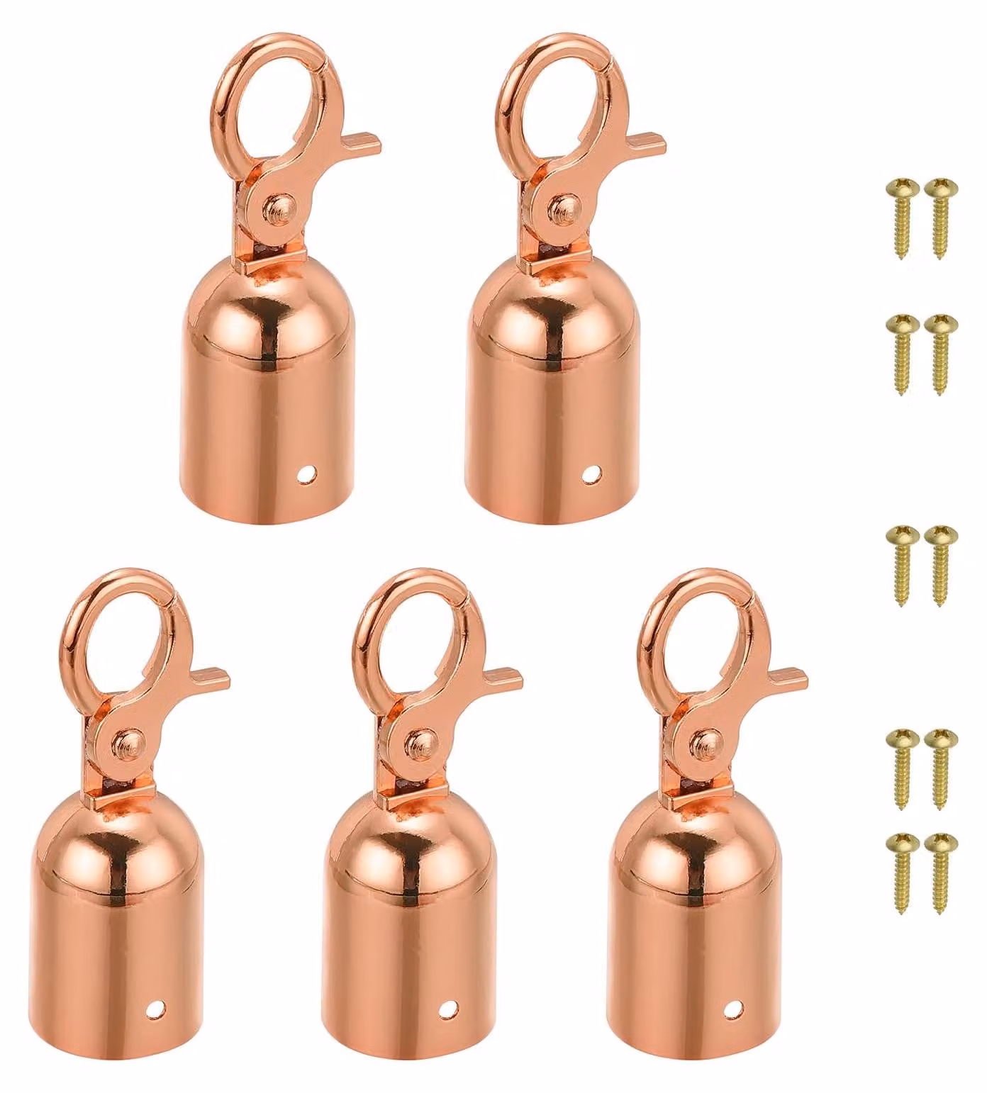 Set di 5 fermacorda, color oro rosa, dimensioni 28 x 75 mm, per corde di sicurezza