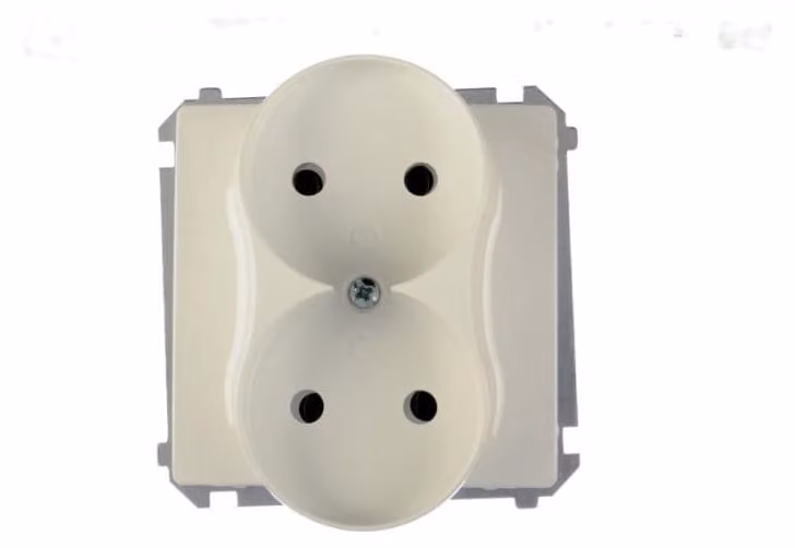 SIMON BASIC Presa doppia 80x75x45mm 16A IP20 BIANCO SENZA MESSA A TERRA