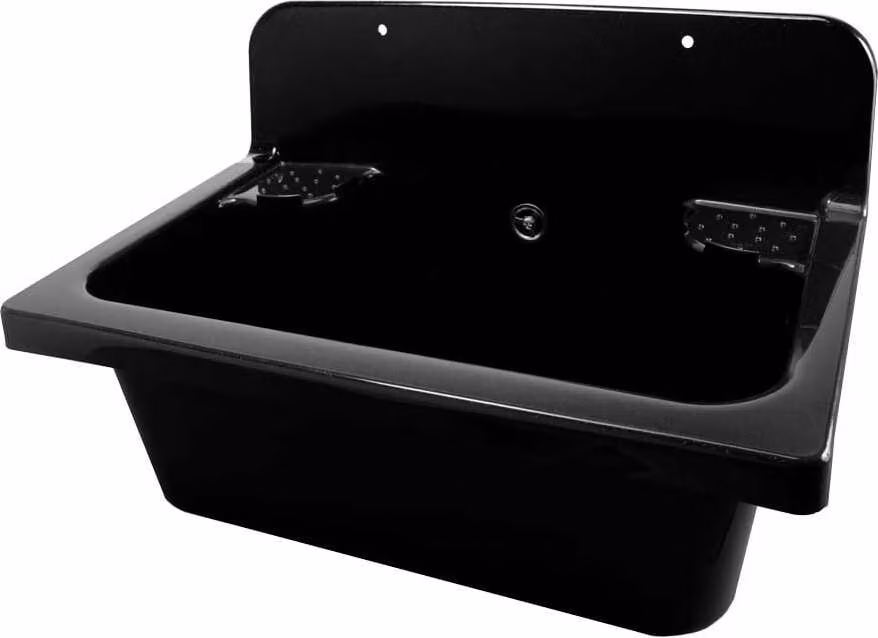 Lavello per officina Lavandino in plastica con accessori; nero
