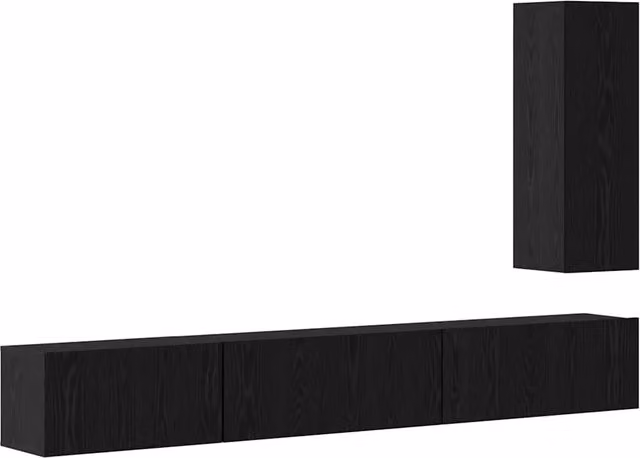 Set mobile TV con cassetto 4 pz | Armadietto TV | Mobile Porta TV Rovere Nero Legno multistrato