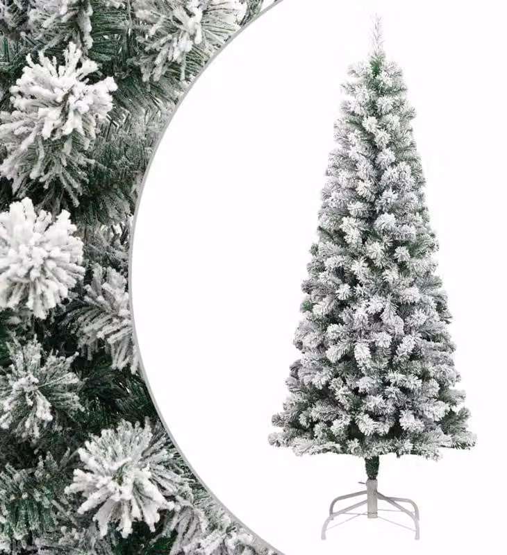 Albero di Natale artificiale di grandi dimensioni, alto 240 cm, con rami articolati e effetto neve – albero di Natale completamente ricoperto di neve, completo di base