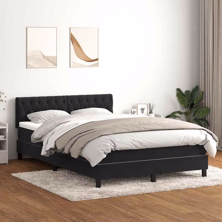 Maison Exclusive - Letto a Molle con Materasso e LED Nero 160x210 cm in Velluto