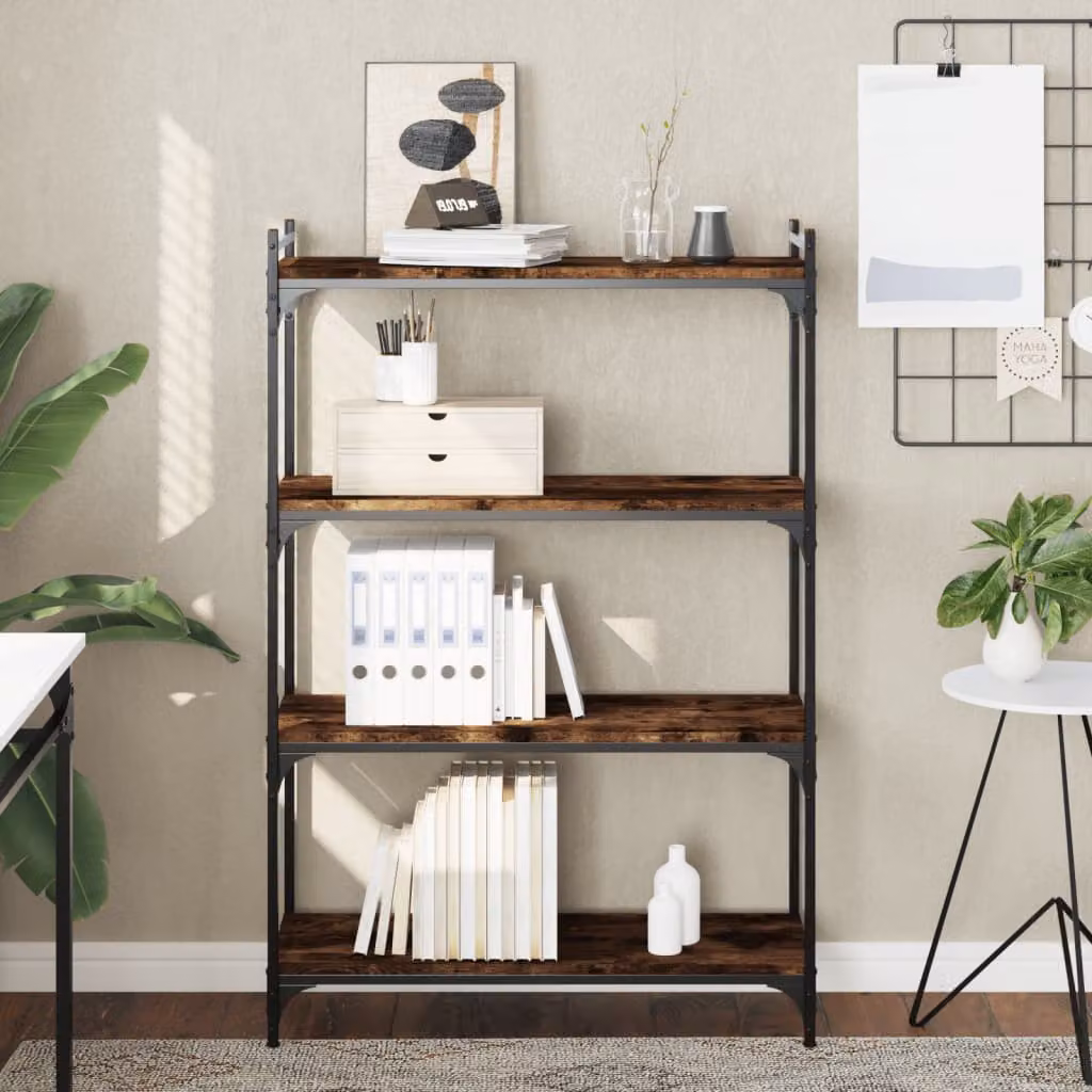 Libreria a 4 Ripiani vidaXL in Stile Industrial, Colore Marrone, L 80 cm x P 30 cm x H 120 cm