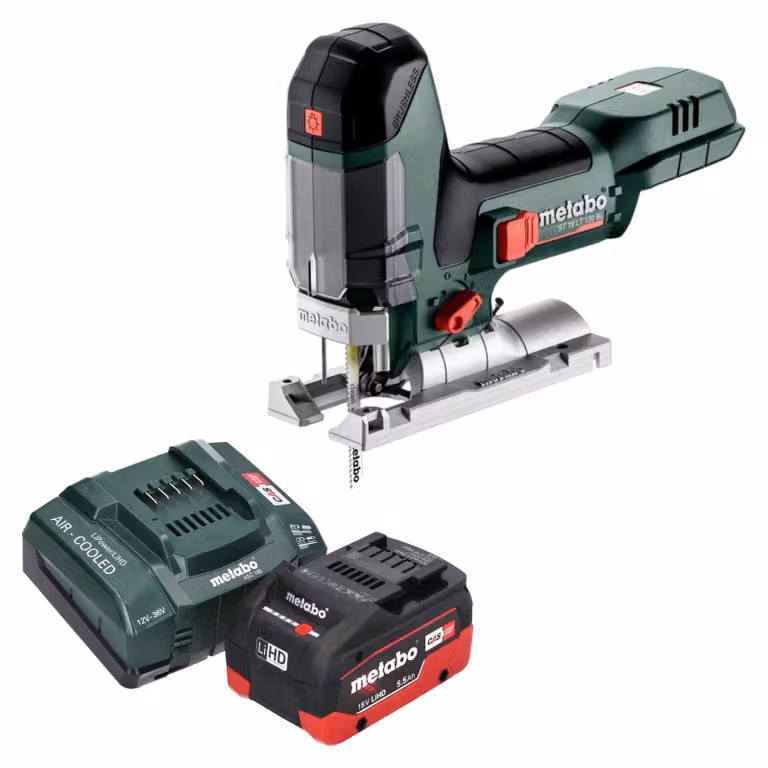 Seghetto alternativo a batteria Metabo ST 18 LT 130 BL 18 V 130 mm senza spazzole + 1x batteria LiHD 5,5 Ah + caricatore