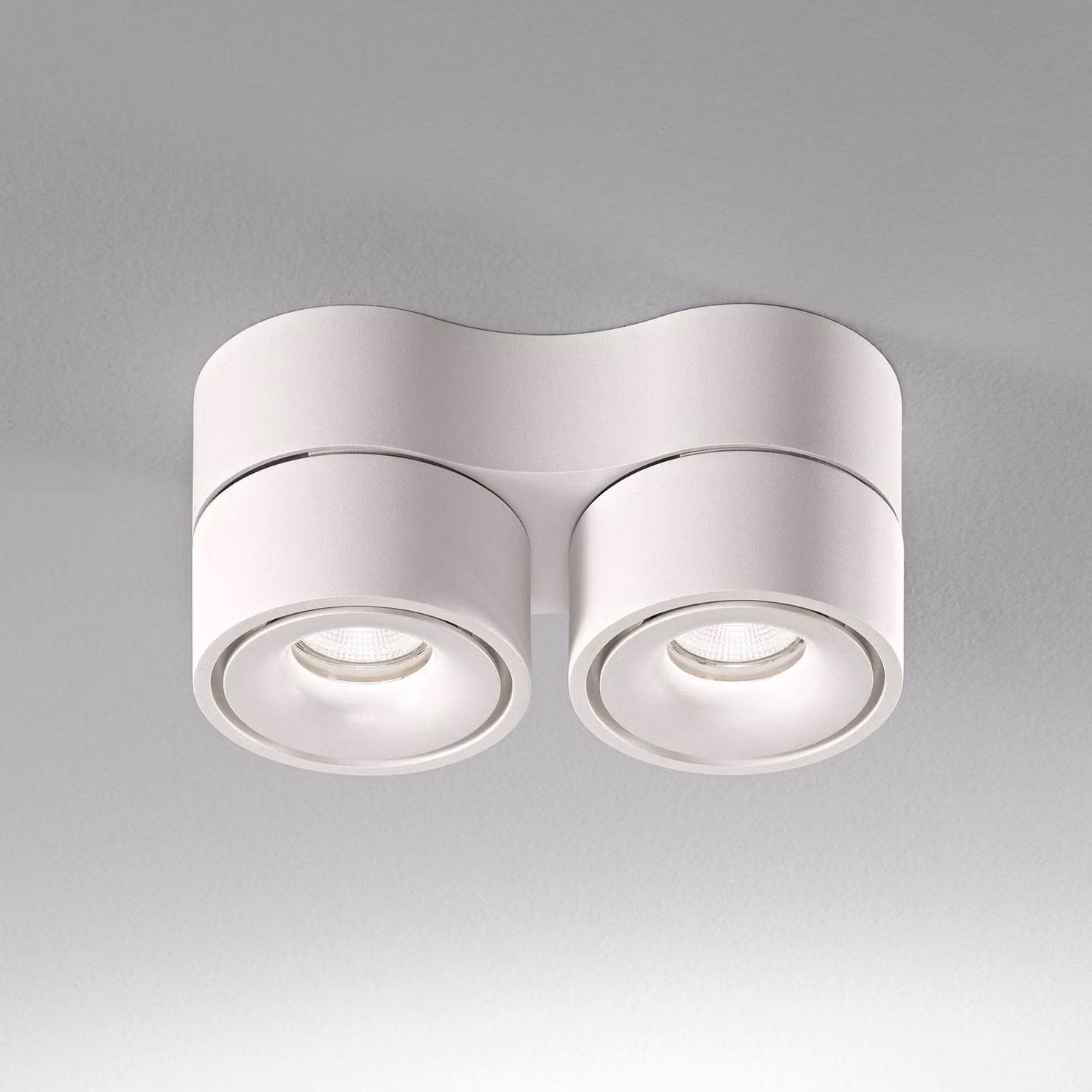 Egger Licht DLS Faretto da soffitto LED Clippo Duo, a 2 luci, bianco, 2.700K dimmerabile, Bianco / Opale, Studio / Ufficio, Alluminio, Moderno, Downlight