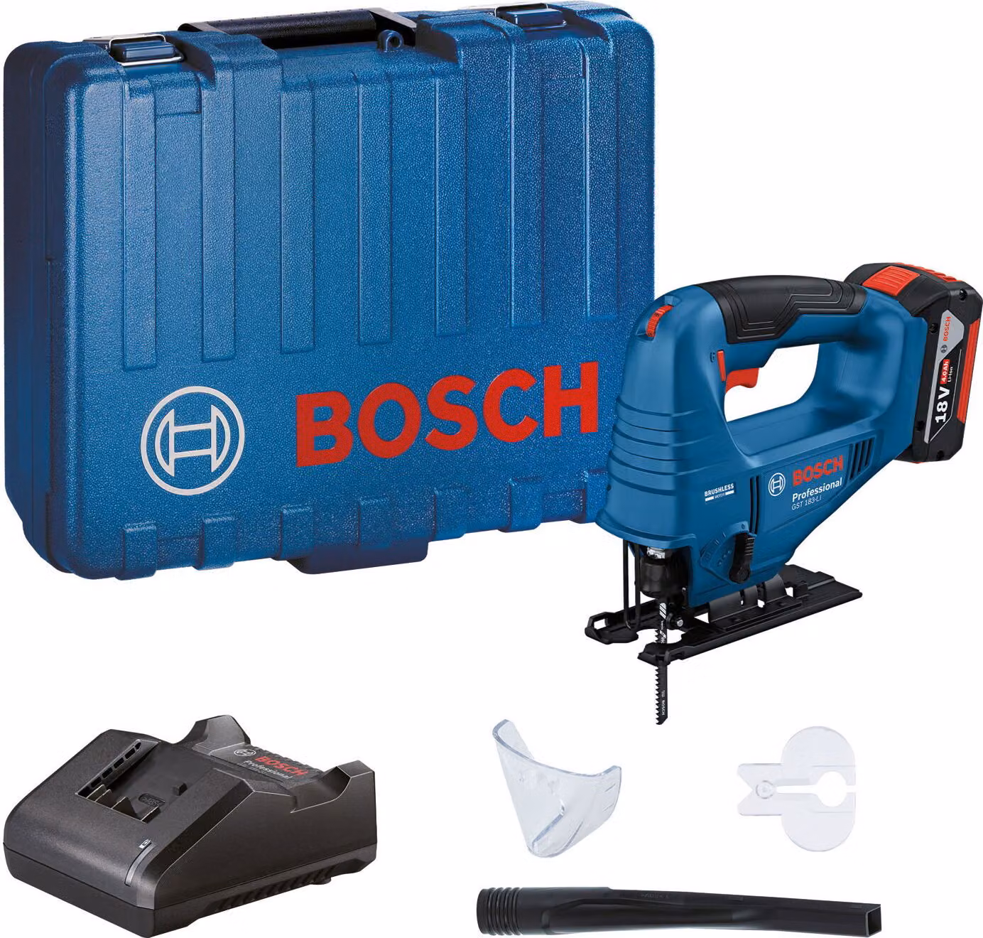 BOSCH Professional Sega oscillante a batteria GST 183-LI, custodia, protezione, 1x 4Ah, 0.601.5B7.022