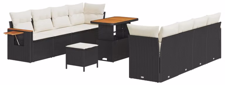 Set Divano da Giardino 11 pcs Nero polyrattan
