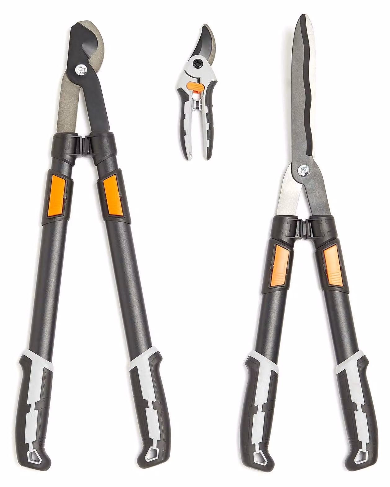 Set di cesoie da giardino - 3 pezzi - Cesoia telescopica 44-77 cm - Acciaio inox - Cesoia per siepi - Impugnature antiscivolo