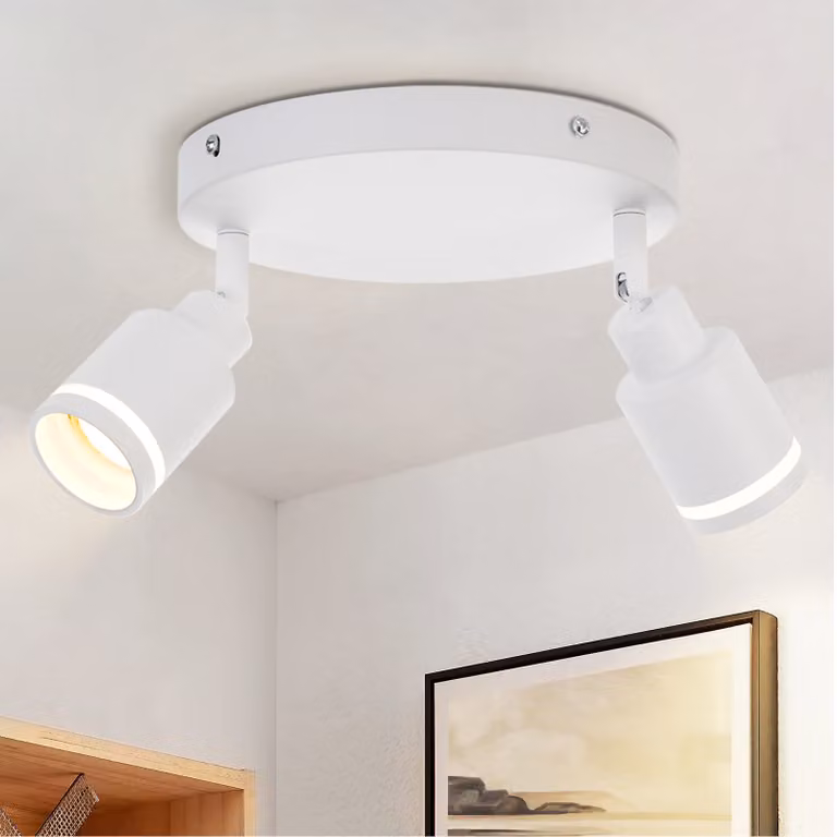 ZMH LED plafoniera bianca 2 fiamme GU10 faretto orientabile rotondo per parete spot soggiorno camera da letto, senza lampadine