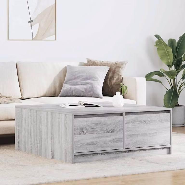 Maison Exclusive - Tavolino da Salotto con Cassetti Grigio Sonoma 100x100x40 cm