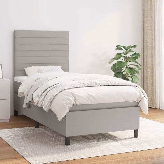 Letto Ibrido con Giroletto a Molle e Materasso vidaXL, Grigio e Bianco, L/P/H: 90 x 190 x 128 cm