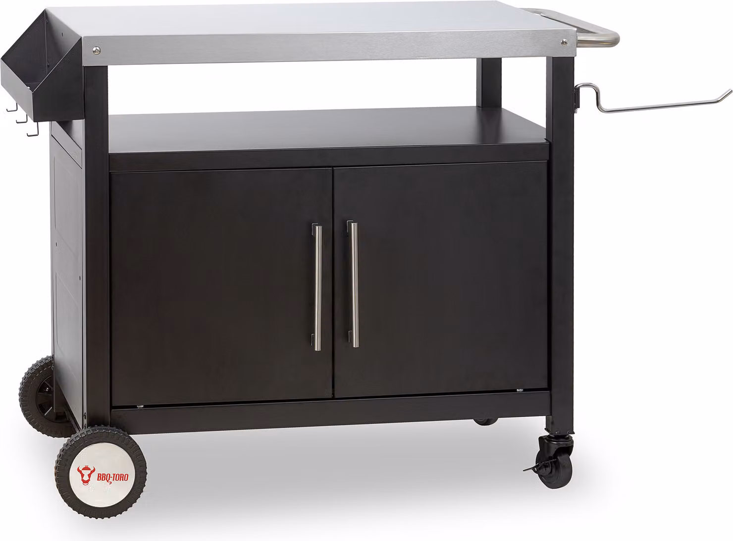 Carrello per barbecue BBQ-Toro 103,5 x 59 x 81 cm, argento/nero Tavolo per barbecue con ampia superficie di lavoro
