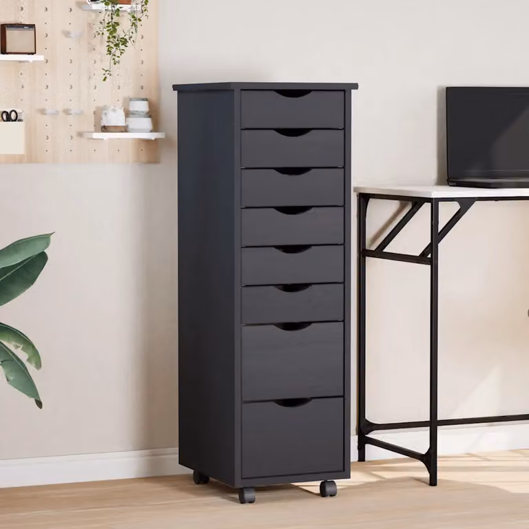 vidaXL Armadietto Rotante con Cassetti MOSS Grigio Legno Massello Pino