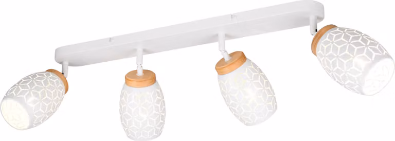 Plafoniera, metallo, bianco, E14, 4 luci, L 74 cm