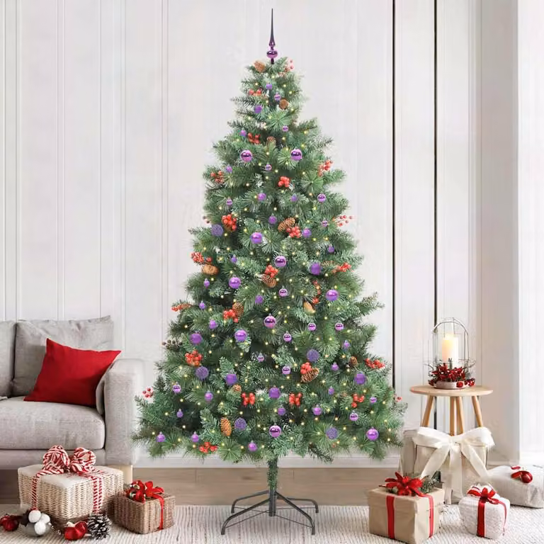 Maison Exclusive - Albero di Natale artificiale con 300 luci a LED, luce bianca calda, realizzato in PVC e metallo