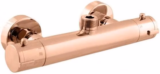 Miscelatore termostatico a parete per doccia in ottone oro rosa lucido - uscita alta