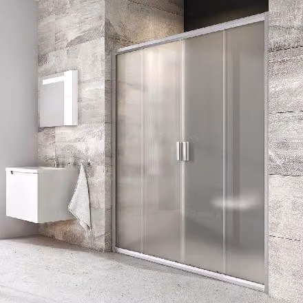 Ravak Blix - Porta doccia a quattro elementi BLDP4-180, 1770-1810 mm, satinato/vetro Grape 0YVY0U00ZG