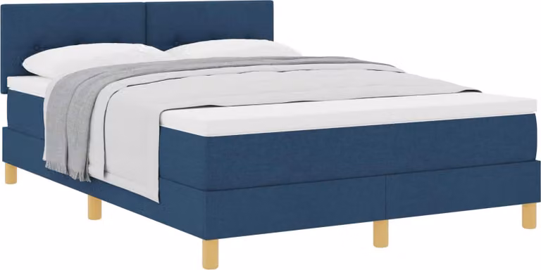 Letto a molle con cuscino con testiera Blu 160 x 200 cm Tessuto