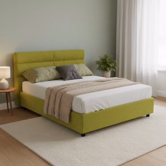 Letto Matrimoniale Brienno DMORA Verde e Nero con Contenitore Alzabile L/P/H: 160 x 190 x 116 cm – 1