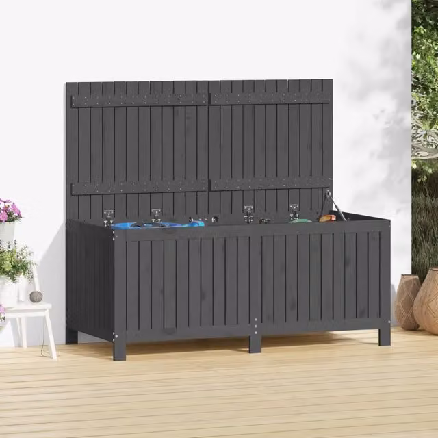 Contenitore da giardino vidaXL in legno di pino massello grigio L: 147 cm, P: 68 cm, H: 64 cm – 1