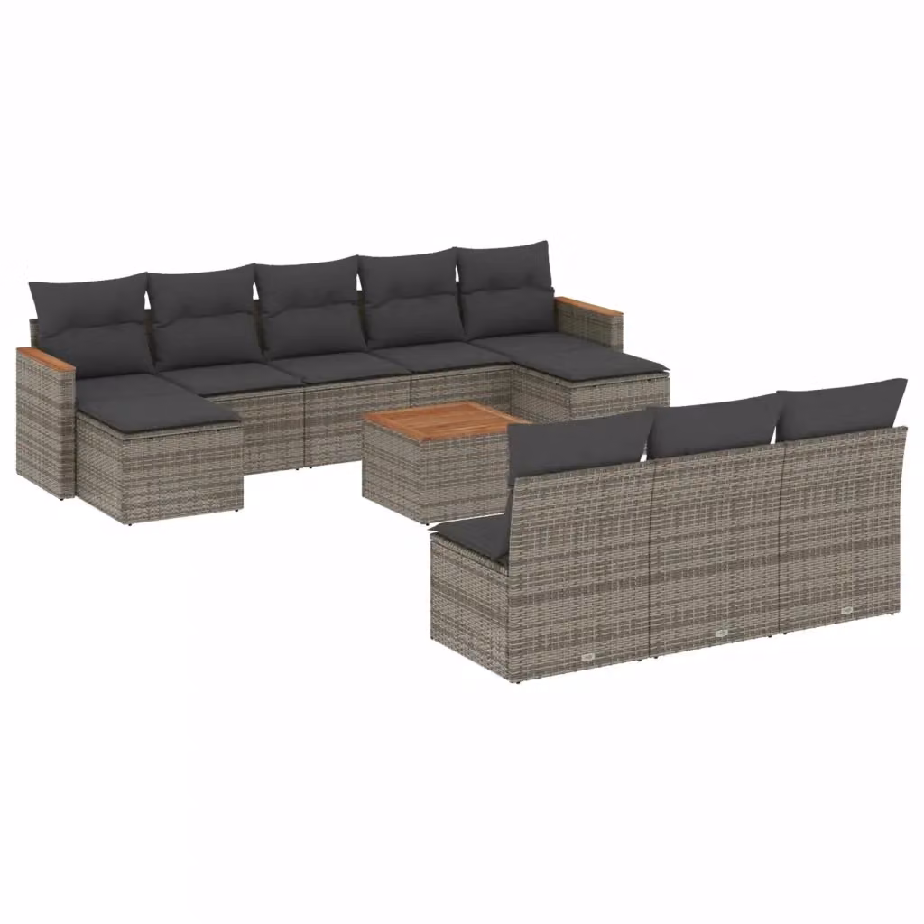 vidaXL Set Divani da Giardino 11 pz a Forma a L con Cuscini Grigio – 2