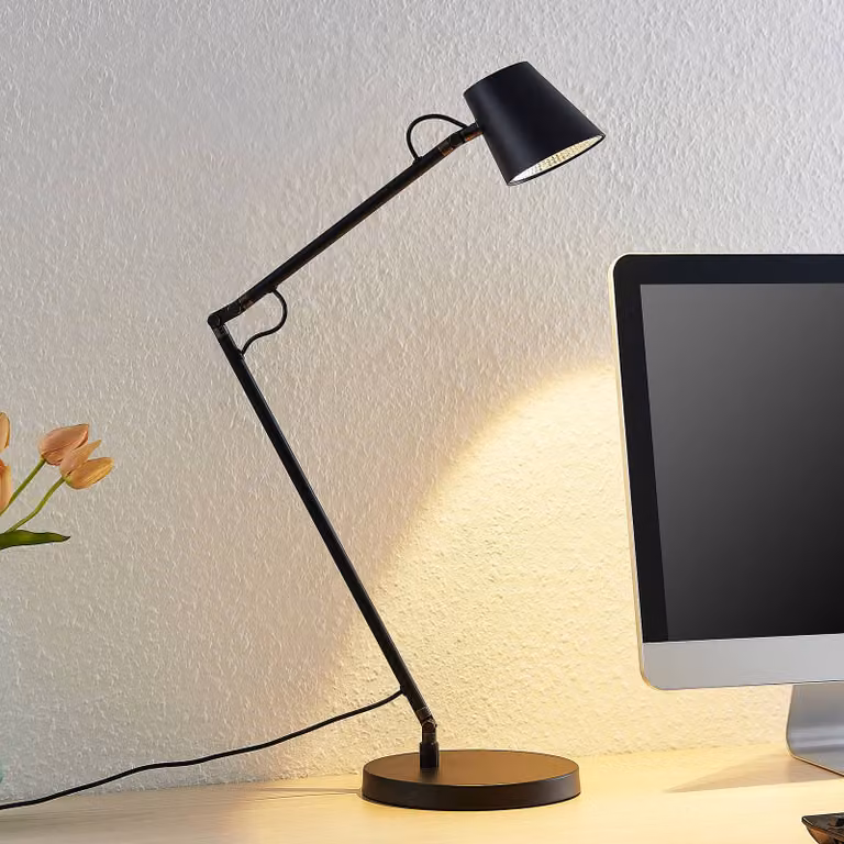 Lampada da scrivania Tarris Lucande, dimmerabile, Nero, Studio / Ufficio, Metallo, Moderno, Lampada da tavolo LED