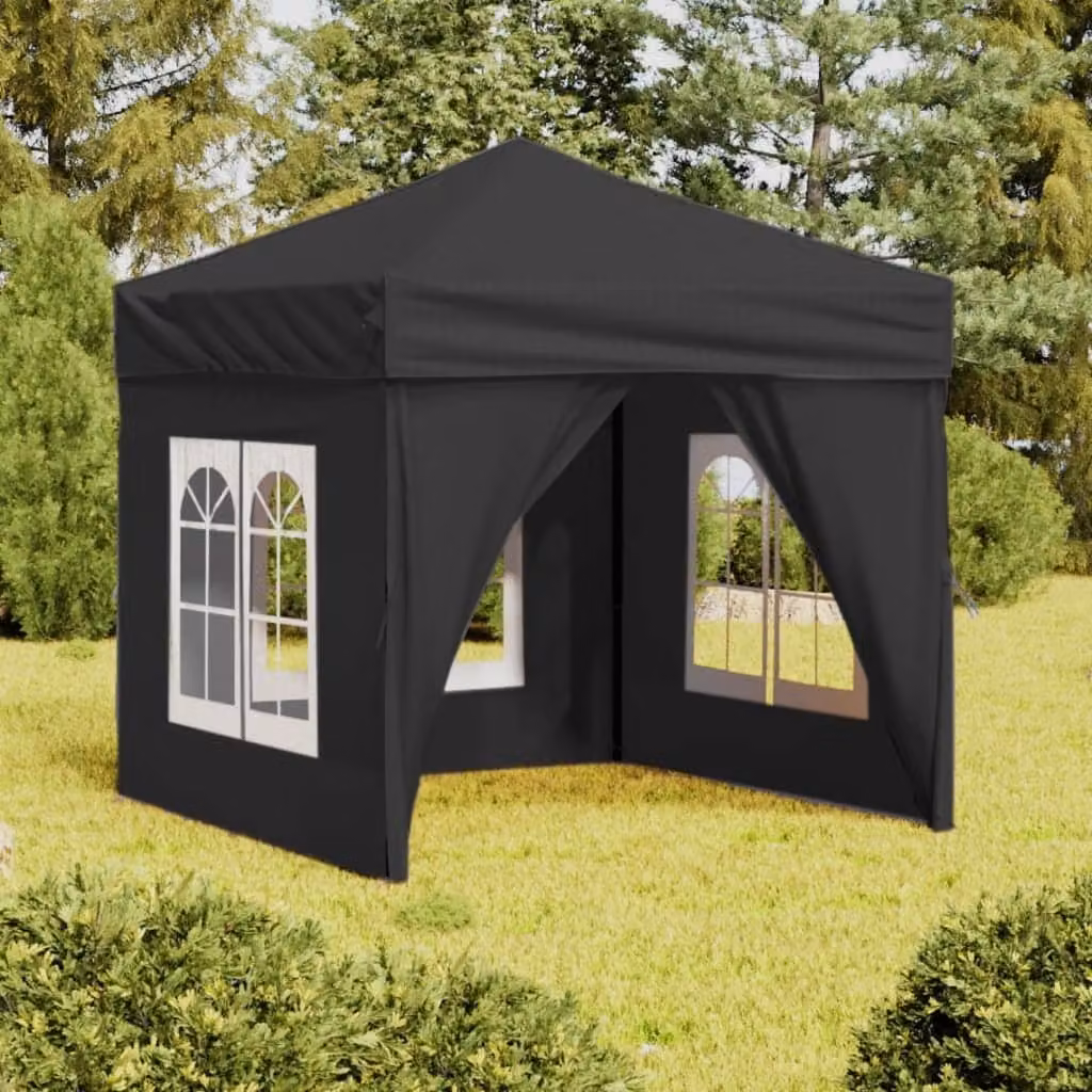 The Living Store Tenda pieghevole per feste con pareti laterali antracite 2x2 m