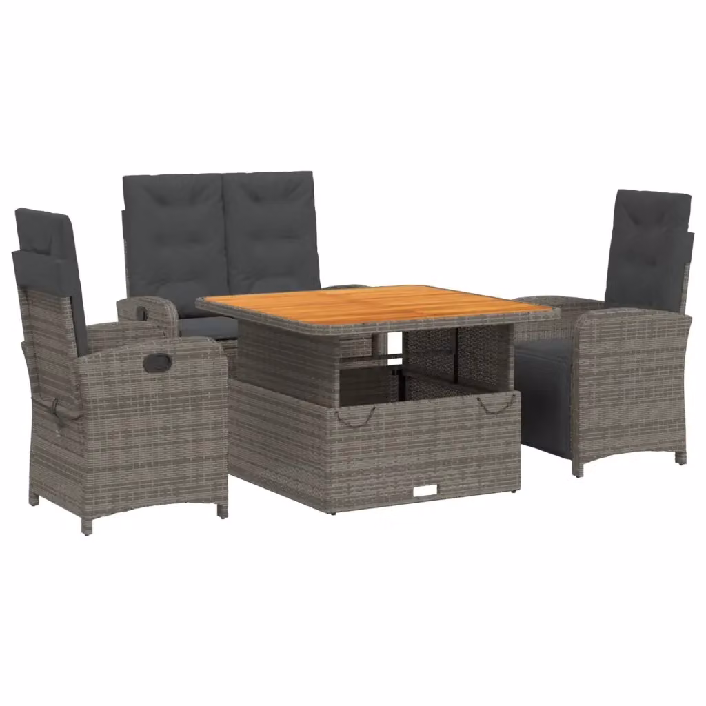 Set da pranzo da giardino vidaXL in legno di acacia oliato con 4 sedie, colore grigio e marrone – 2