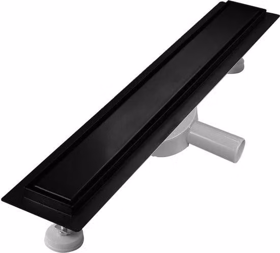 Set doccia RVS da 60 cm, soglia doccia nera sigillabile extra piatta, set completo con coprisifone a 360°