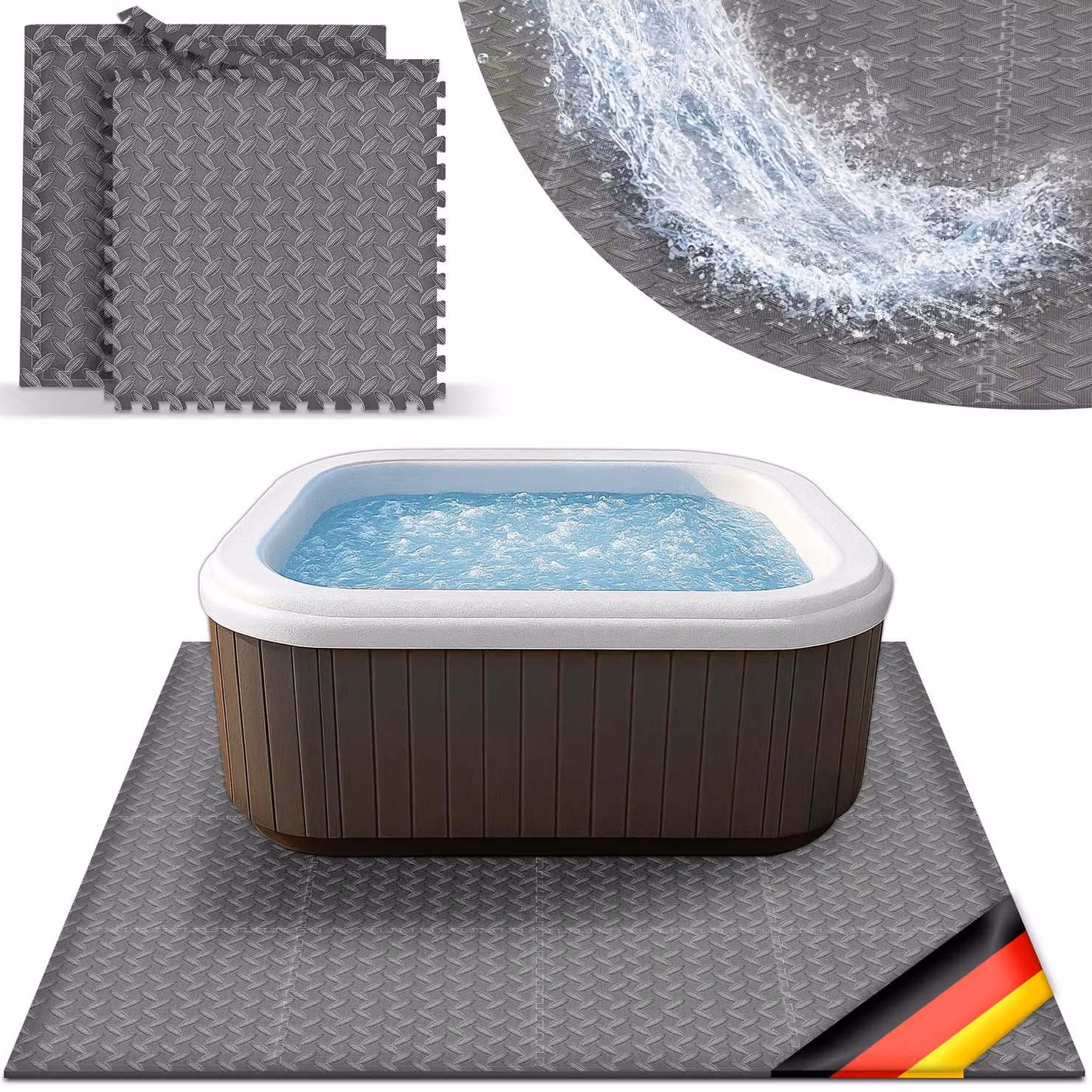 tillvex® sottotappeto per vasche idromassaggio quadrato 200 cm grigio | tappetino per piscina sottotappeto quadrato per vasche idromassaggio da esterno | tappetino di protezione termica per piscina sottotappeto | piastra di protezione del pavimento proteg
