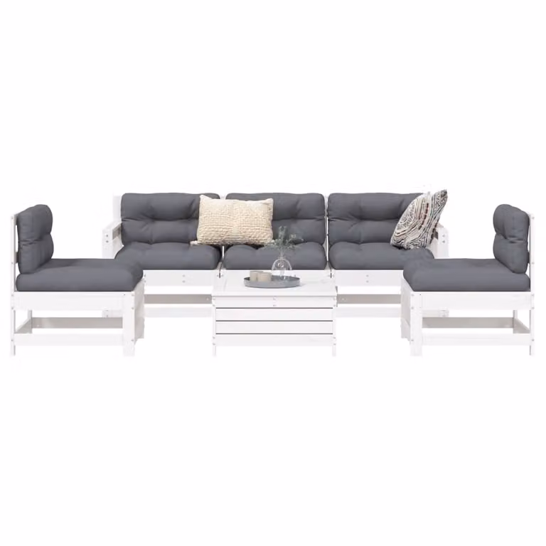 Maison Exclusive - Set Divani da Giardino 6 pz Bianco in Legno Massello di Pino