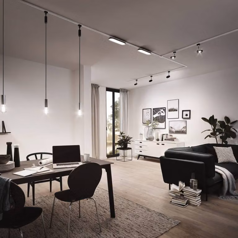 Paulmann Binario URail, bianco segnale, lunghezza 150 cm, alluminio URail, Bianco / Opale, Soggiorno / Sala da pranzo, Alluminio, Moderno