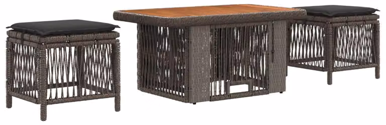 Set da Pranzo per Giardino 3 pcs Grigio e Grigio Scuro