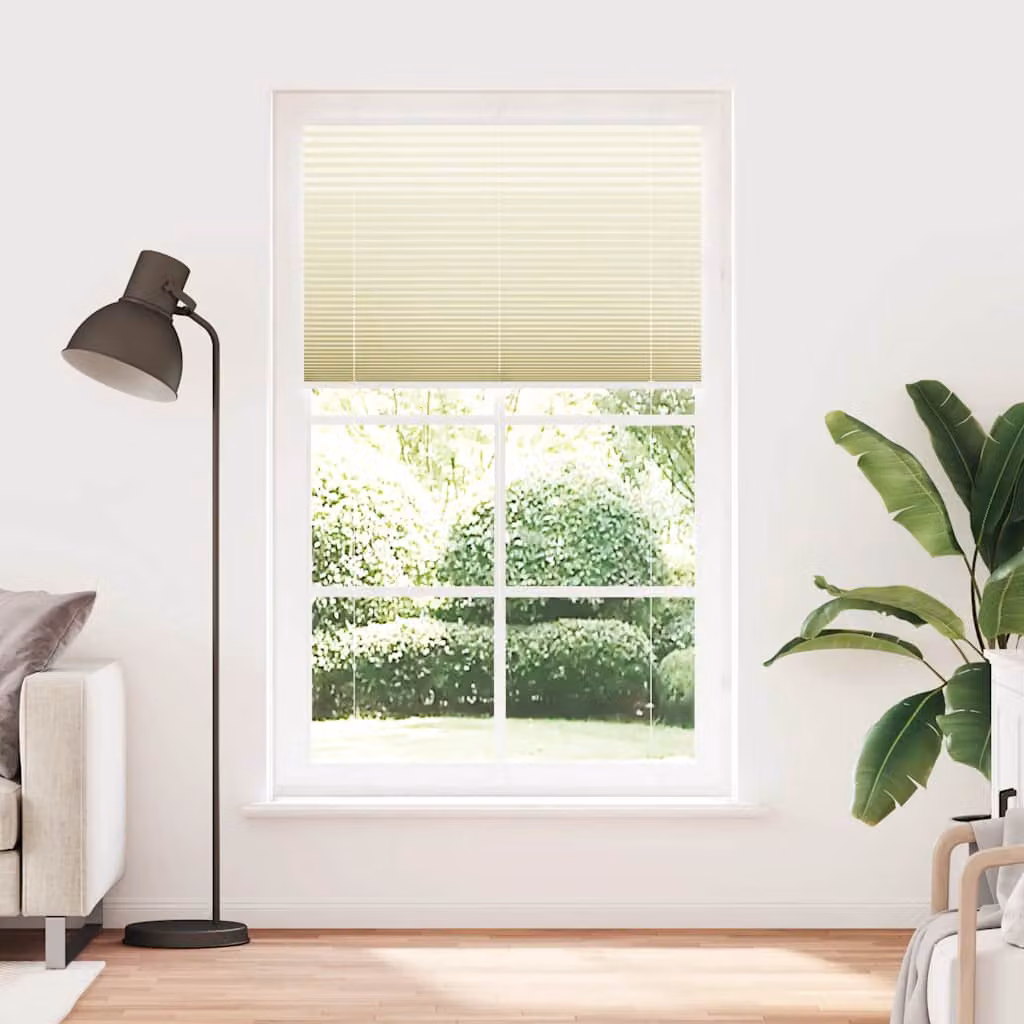 vidaXL Tenda Plissettata Crema 115x200 cm Larghezza Tessuto 114,4 cm