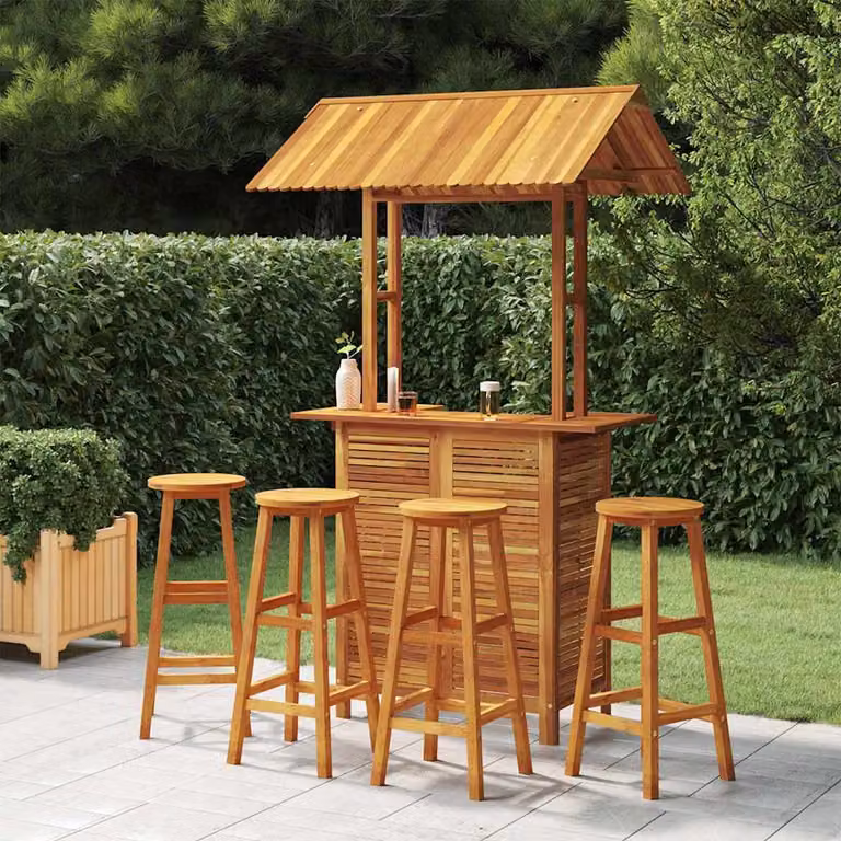 vidaXL Set da Bar per Giardino 5 pz in Legno di Acacia Marrone
