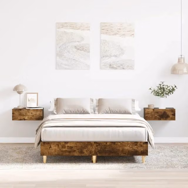 Giroletto senza Materasso-Struttura Letto Rovere Fumo 120x190 cm in Truciolato 922198